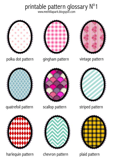 Free Printable Pattern Glossary With Oval Tags Freebie