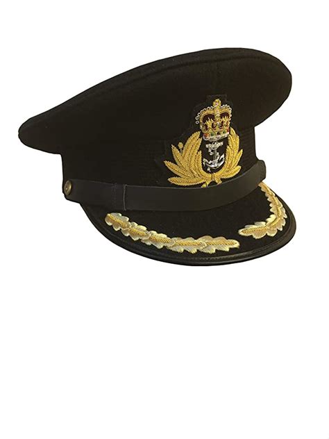 Black Royal Navy Officer Captain Hatcap Size 58 59 L Uk
