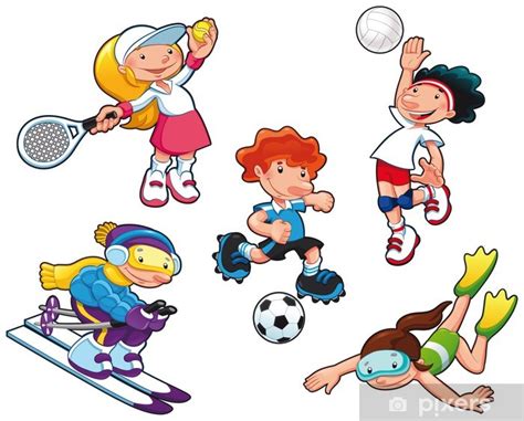 Vinilo Pixerstick Personajes Del Deporte Los Niños De Dibujos Animados