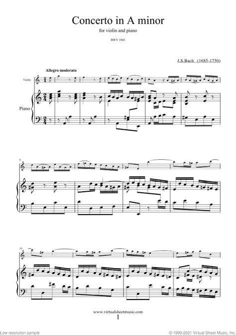 Bach Violin Concerto In A Minor Sheet Music Pdf Interactive