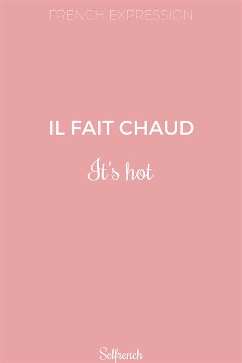 Il Fait Chaud Its Hot French Expressions French Phrases Words In
