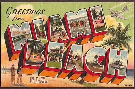 Miami Beach Florida Vintage Linen 1942 Postcard Greetings