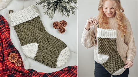 Crochet Christmas Stocking Pattern Country Cottage Stocking Tutorial Youtube