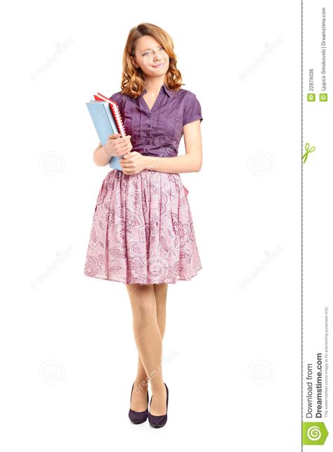 Beautiful School Girl Holding Books Royalty Free Stock