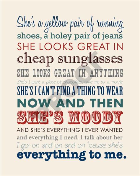 Brad Paisley Shes Everything Printable Lyrics Artwork Earth Tones