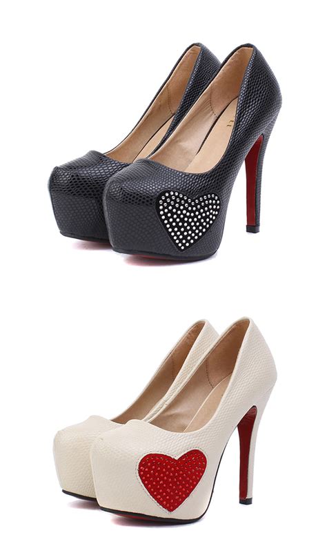 Fashion Heart Shape And Rhinestones Design Pumps For Women Pumps Stilleto Heels Heels