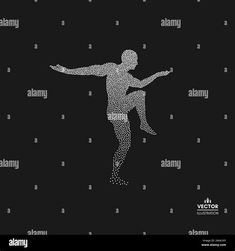 gymnast man is posing and dancing dotted silhouette of person vector illustration stock