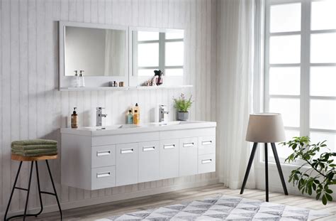 Alma 72 Glossy White Wall Hung Modern Bathroom Vanity Bathroom