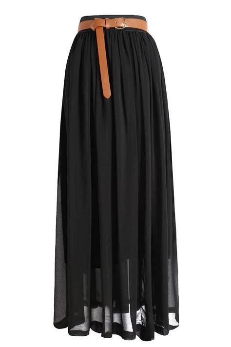 Chiffon Maxi Skirt In Black Long Maxi Dress Fashion Maxi Skirt