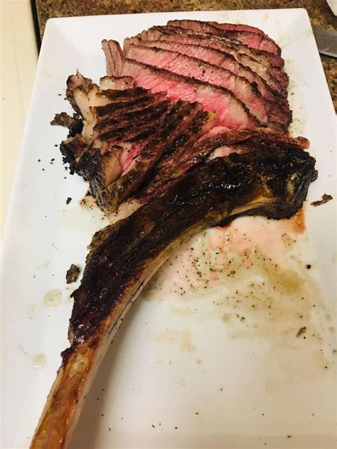 Costco Prime Tomahawk Reverse Sear With Smoke Tube Garnish Steak