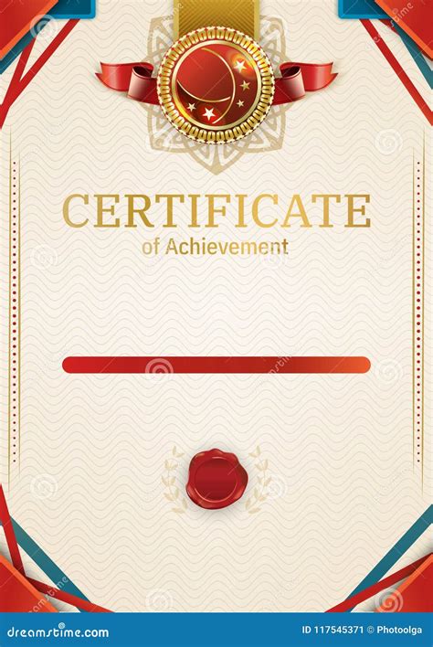 Certificado Retro Oficial Con Los Elementos Rojos Del Diseño Del Oro