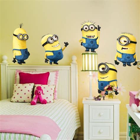 Despicable Me 5 Cute Minions Wall Stickers For Kids Rooms Decorative