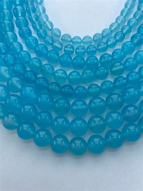 Light Blue Chalcedony Gemstone Beads Full 15 Strand Etsy