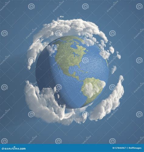Earth With Clouds 3d Stock Illustration Illustration Of Blue 57846967