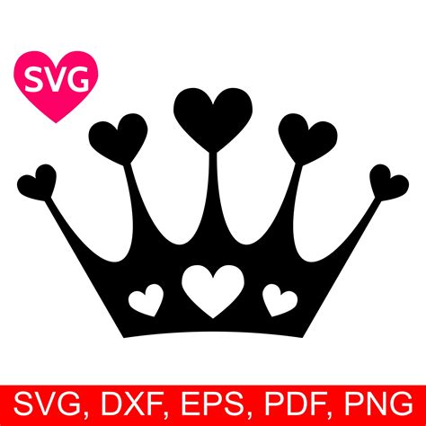 Hearts Crown SVG, Love Tiara printable clipart, a beautiful Love Crown