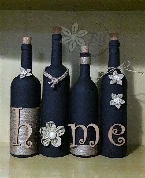 Wine Bottle Decor Set Of Four Diy Glass Bottle Crafts Glass Bottle