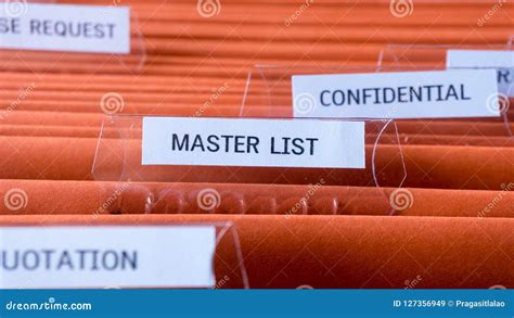 Business File Of Master List Document Record Stock Image Image Of