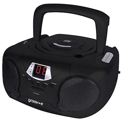 Groov E Boombox Portable Cd Player With Radio And Headphone Jack Black