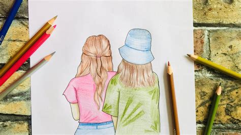 Bff Drawing Easy 💖 Friendship Day Drawing How To Draw Two Friends