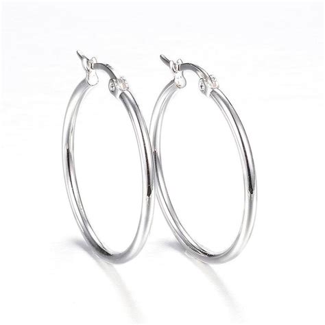 Silver Mm Plated Earring Hoops
