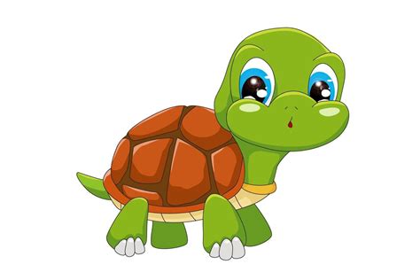 Una Pequeña Tortuga Bebé Linda Con Ojos Azules Diseño De Ilustración