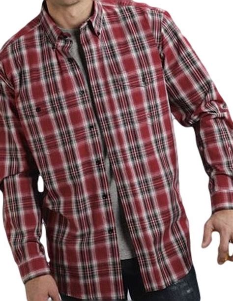 Roper Western Shirt Mens Ls Plaid Button Red 03 001 0378 6033 Re