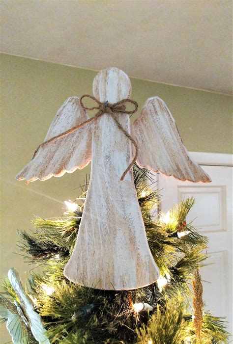 Angel Christmas Tree Topper Rustic Wood Angel Wooden Angel Tree