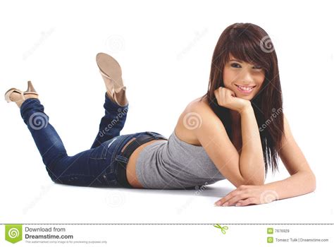 Beautiful Girl In Blue Jeans Stock Image Image Of Hand Beautiful
