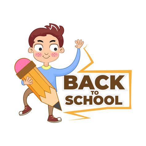Back To School Cartoon Character Holding Pencil Download Free Vectors