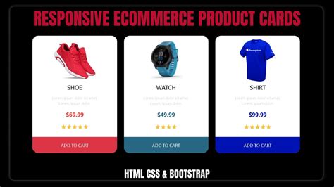 Complete Responsive Ecommerce Product Cards Using Html Css Bootstrap