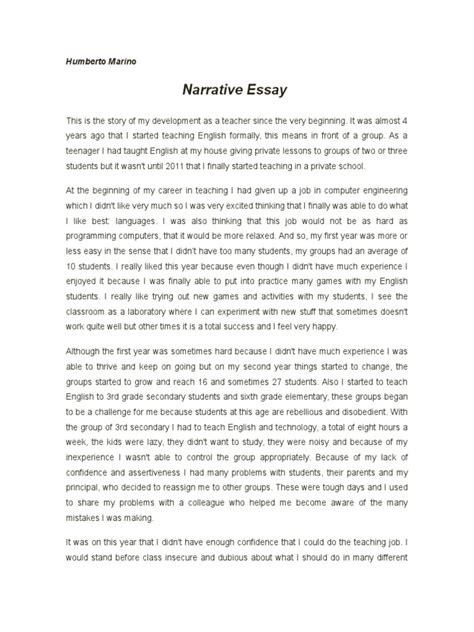 Reflection 1 Narrative Essay Teachers Classroom