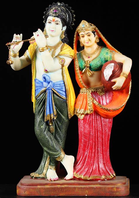 Fiberglass Statue Of Krishna Playing The Flute To His Beloved Radha As