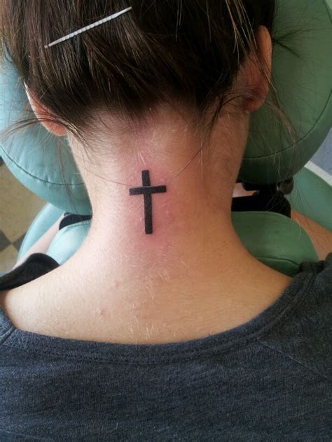 Back Of The Neck Cross Tattoo Ink Pinterest
