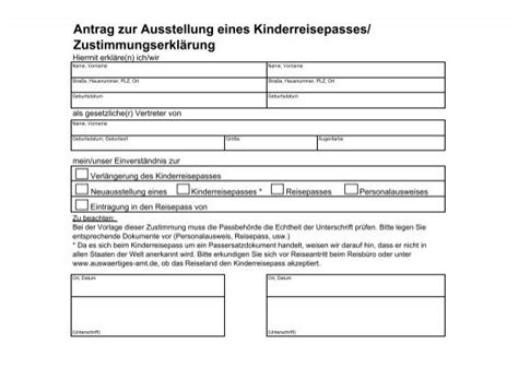 Antrag Auf Ausstellung Eines Kinderreisepasses Marktgemeinde