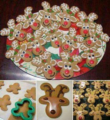 Spoon about 1/3 cup of icing into each of 3 separate bowls (cover any remaining icing. Use gingerbread man cookie cutter upside down to make reindeer cookies | Holiday cookies, Best ...