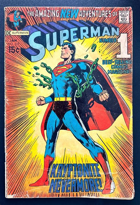 Superman 233 1971 Iconic Cover Art By Neal Adams Gd Comic