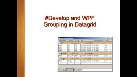 Develop And Wpf Group A Data In The Datagrid Youtube