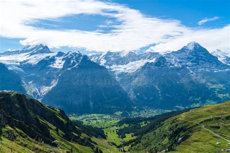 Grindelwald Village With Alps Mountain In Switzerland Stock Photo