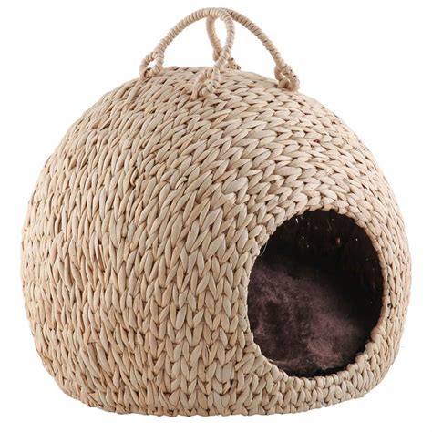 Bunty Wicker Cat Kitten Bed Basket Pet Sleeping House Pod Cave Cusion
