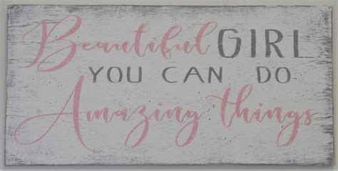 Beautiful Girl You Can Do Amazing Things Wall Sign Pink Girls Bedroom