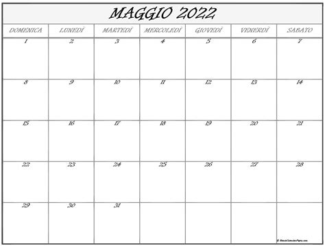 Maggio 2022 Calendario Gratis Italiano Calendario Maggio