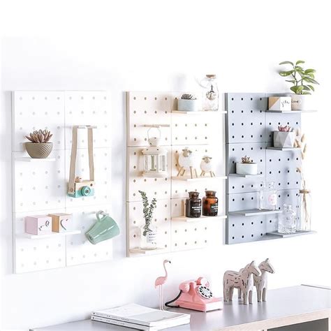 Diy Wall Shelf Plastic Hole Board Japanese Style Storage Rack Living