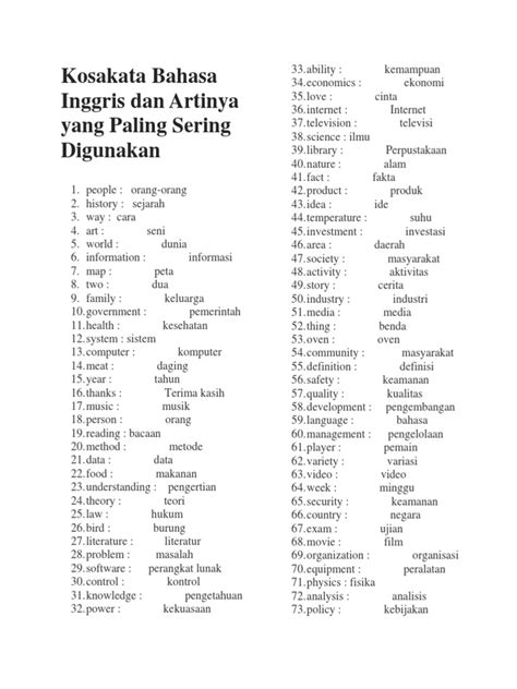 32+ Top Populer Kata Kata Bahasa Inggris Yang Sering Digunakan Terkini - Kata Kata