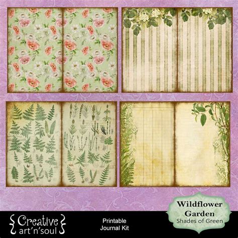 Wildflower Garden Printable Junk Journal Shades Of Green Creative