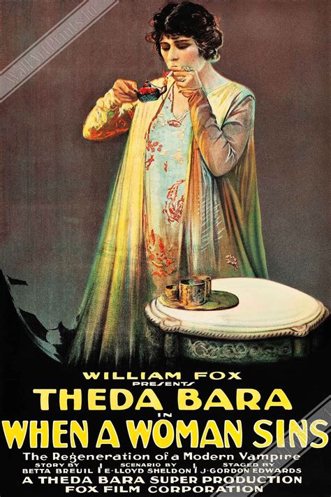 Vintage Theda Bara Poster Vintage Movie Photo 1915 When A Woman Sins