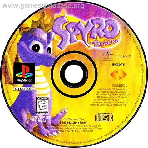 Spyro The Dragon Sony Playstation Artwork Disc
