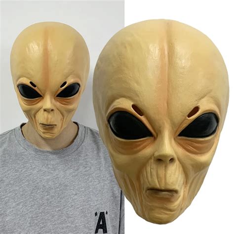 Halloween Creepy Alien Latex Mask Ufo Big Eyes Alien Full Head Party