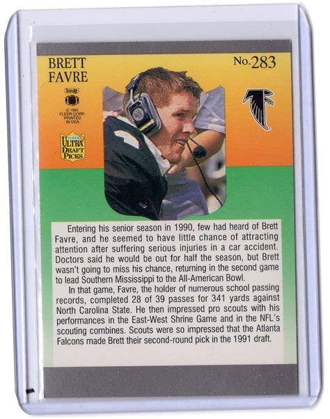 1991 Brett Favre Fleer Rookie Card 283 Gem Mint Condition Etsy