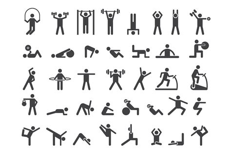 Fitness Symbols Sport Exercise Stylized People Making Exerc 947194