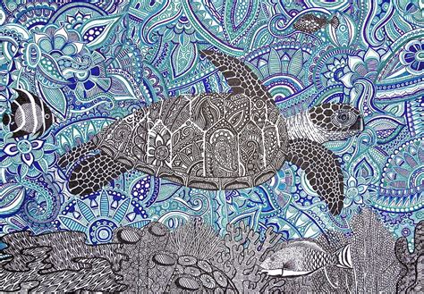 Cayman Turtle Zentangle Drawing By Deborah Richey Doodle Art Drawing
